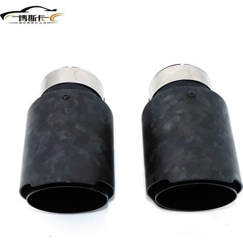 Car Glossy Carbon Fiber Muffler Tip Exhaust System Pipe Mufflers Nozzle Universal Straight Stainless Black DZ006