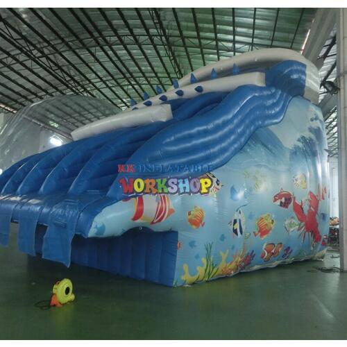 Ocean Themed Large Long Inflatable Water Slide For Inground pool or frame pool use