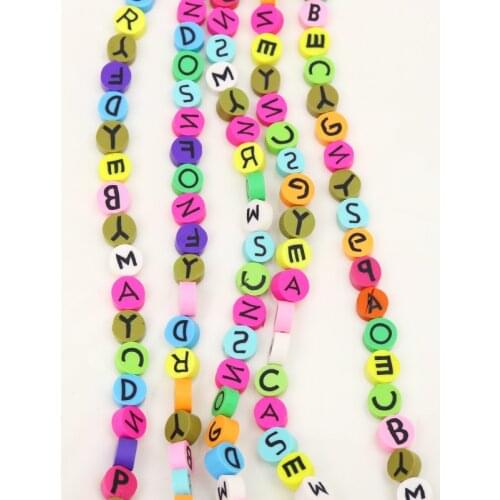 10 Strand Mix Color Round Beaded Accessories Fashion Polymer Clay Letter Bead necklace Accessories DIY Jewelry Beaded 9980