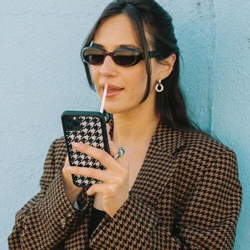 Houngstooth Stars PC+TPU Phone Cover Case for IPhone 6 6S 7 8 Plus X Xs XR 11 12 Mini Pro Max Silicone Fundas HYPC009