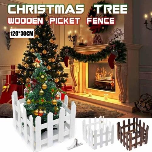 160x30cm Wood Fence for Christmas Tree DIY Fairy Garden Micro Dollhouse Christmas Tree Gates Decorations Ornament House Lattice