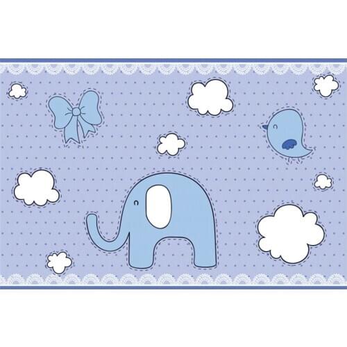 Baby Blue Elephant Birthday Backdrop Party Room Decor Photo Booth Studio Prop