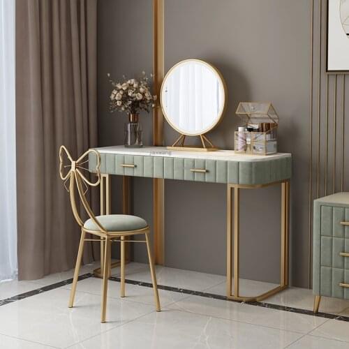 Customized Nordic Dresser for Bedroom Modern Minimalist Bedroom Princess Dressing Table with Mirror and Light Ins style Luxury
