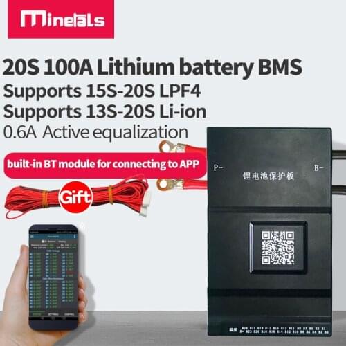 20S BMS 60V LFP4 72V lipo smart bluetooth 100a active Battery balancer e-bike lithium battery BMS Temperature protection pcm