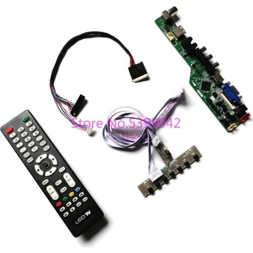 KIT for LTN156AT30-B02/H01/L01/T01/W01 LVDS 40-Pin 1366*768 VGA USB remote+keyboard LCD panel Analog TV control drive board