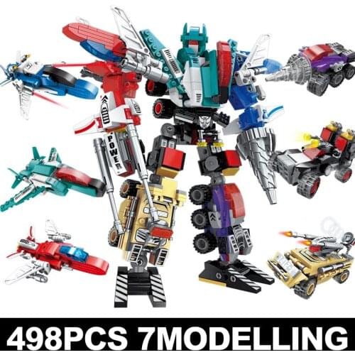 Assemble 6IN1 Robot Car Building Block Toys City Warship Marine Corps Swat Militaire Politie Bricks Model Childrens Toy Gift