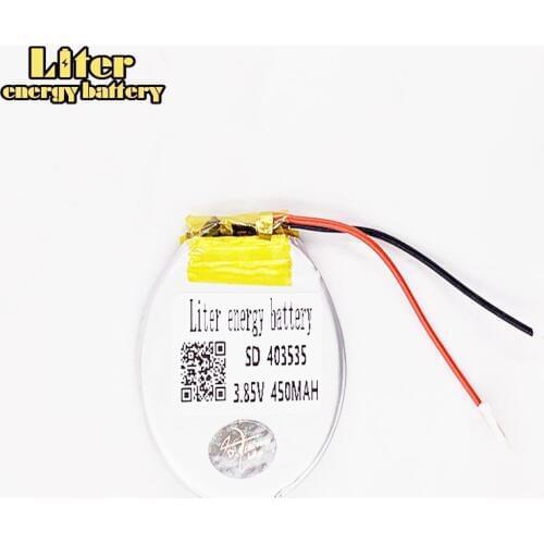 R40350 403535 3.85V / 4.4v 1.67wh 450mAh Rechargeable li Polymer Round battery For Smart watch Li-PO battery