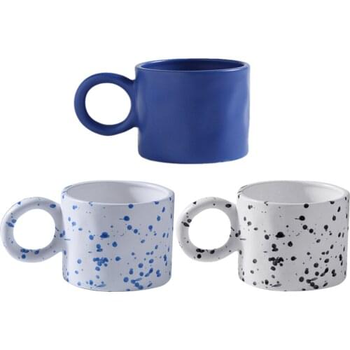 Mug Big Earring Handle Coffee Mug Milk Hand Wrinkling Cold Drinks Cup Smooth Surface Microwave Safe Large Capacity for Friends