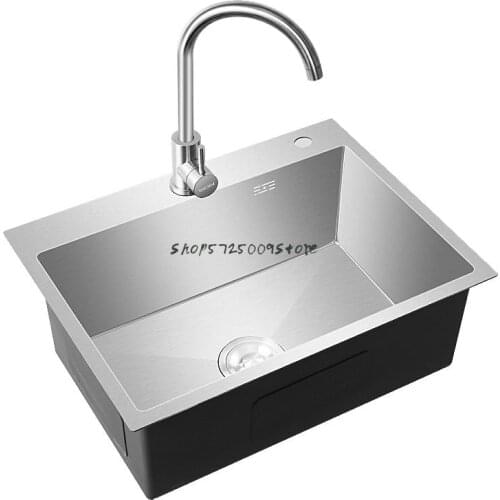 Kitchen Stainless Steel Sink Single Tank Above Counter Basin Manual Hand Washing Sink Household Large Single Tank Small Sink Thi