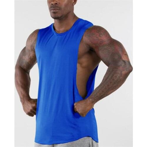 Running Mens Tank Tops bodybuilding gym clothing Blank solid O-Neck cotton tank top Men Sleeveless stringer tanktops