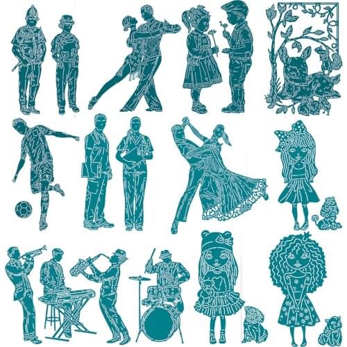 Little Girl Band Dancer Sika Deer Teacher Football Player Metal Cutting Dies Scrapbooking For Card Album Photo Making DIY Crafts