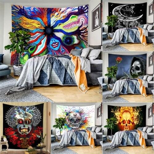 Wall Tapestry Skull Print Household Wall Tapestry Halloween Wall Hanging Carpet Decorative Cloth