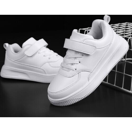 Spring new leather children sport running shoes white Toddler Boys Girls Sneakers Breathable Fashion Casual Kids Shoes size28-39