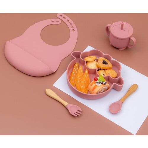 Baby Feeding Full tableware of plates Dishes Childrens dishware plates silicone baby Free BPA Silicone suction cup tableware