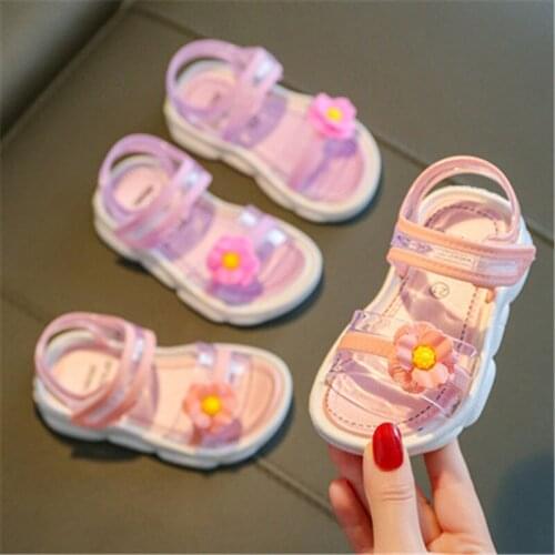 Baby Girls Sandals Summer Shoes Soft-Soled Sweet Flower Party Princess Shoes Fashion Non-Slip Kids Children Sandals