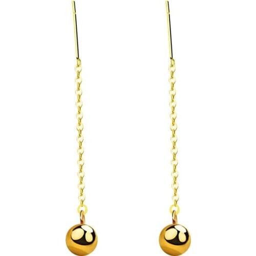 XF800 Real 18K Gold Jewelry Drop Earrings Solid Round Gold Ball Pure AU750 Tassel Chain Fine Wedding Gift for Women E367