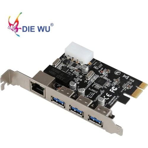 PCI Express to 3 port USB3.0 1 port RJ45 network adapter connection PCI Express network Expansion card TXB014