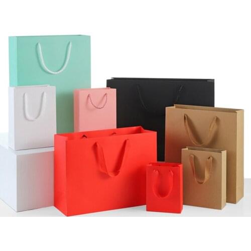 10pcs/lot Wedding Gift Bag Kraft Paper Bag With Handle Christmas Candy Bag Environmentally Shopping Bag Gift Packaging Bags