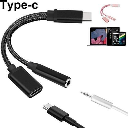 USB Adapter 2 in 1 Type C to 3.5mm Audio Jack Charger Adapter Headphone Cable for Samsung S9 Usb Micro Cable Prolunga USB-C