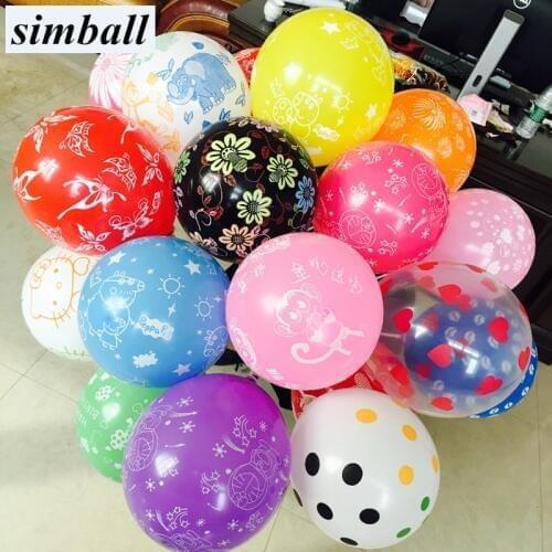 100pcs/lot 12Inch Latex Romantic Round Balloons Decahedron Printed Happy Birthday Party Supplies Celebration Decoration Marriage