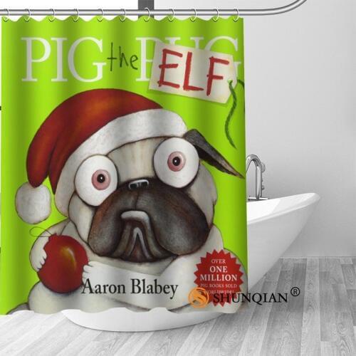 Custom Shower Curtain pug painting Bathroom Curtains High Quality Polyester Bath Curtain Home Hotel Bathroom Decoration