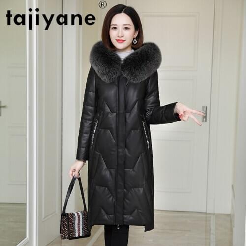 Tajiyane Winter Real Sheepskin Jackets Women 90% White Duck Down Coats Womens Fox Fur Collar Hooded Parkas Abrigo Mujer TN1530