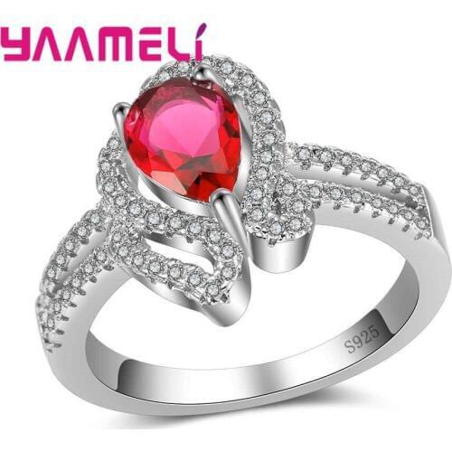 New Arrival Women Waterdrop Engagement Rings 925 Sterling Silver Cubic Zirconia Wedding Jewelry Accessory Ring Big Sale
