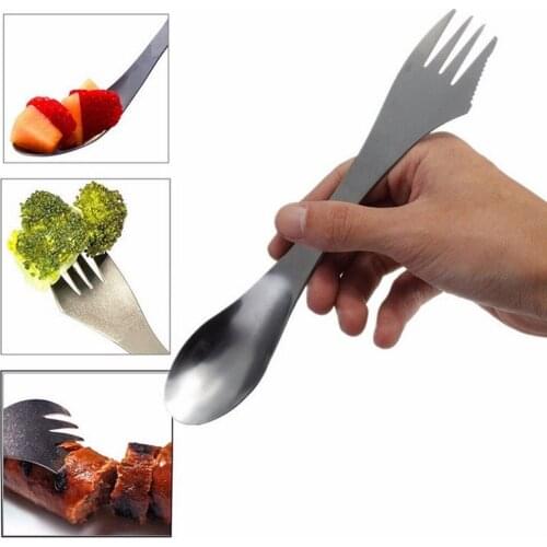 1 Pc 3 In 1 Titanium Fork Spoon Spork Cutlery Utensil Combo Kitchen Outdoor Picn Dual-purpose Tableware Cutlery #WT