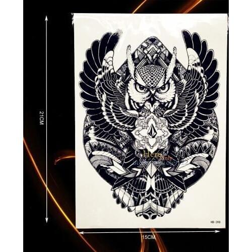 1PC New Cool Design Geometry Flying Owl Tattoo Sleeve B398 Men Women Body Art Temporary Tattoo Sticker Waterproof Arm Tattoo Owl