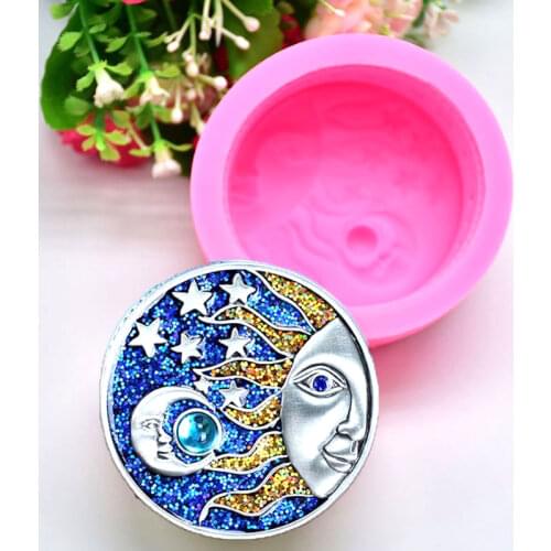 1Pcs Silicone Soap Mold 3D Sun And Moon DIY Fondant Cake Baking Moulds Handmade Soap Plaster Decoration Molds Resin Crafts