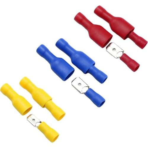 100PCS Insulated Female&Male Crimp Spade Terminals Wire Butt Connector Electrical Wire Cable Connecors Assorted Kit