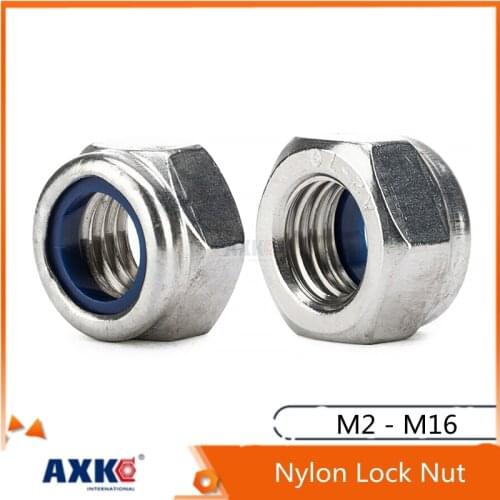 2/5/25pcs Nylon Lock Nut 304 Stainless Steel Hex Hexagon Locknut M2 M2.5 M3 M4 M5 M6 M8 M10 M12 M14 M16 Self-locking Nylon Nuts