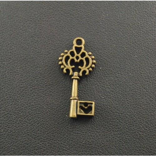 20 pcs Zinc Alloy Metal Bronze Key Charms Pendant Jewelry Accessories wholesale 28x12mm A197
