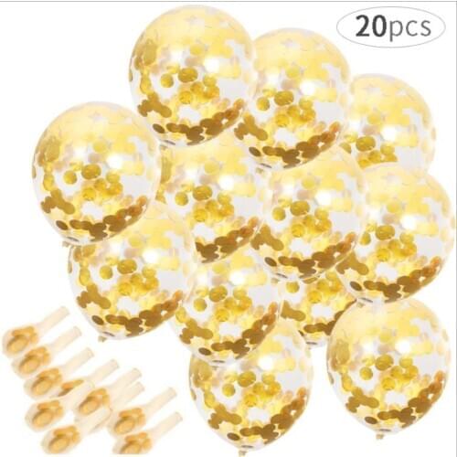 20pcs/lot 12inch roses golden birthday party wedding single party decoration floating gold sequins latex balloon suit kids toys