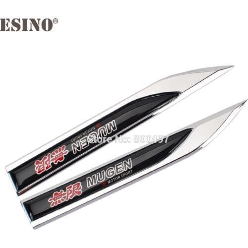 20 x Car Styling 3D Body Fender Side Metal Chrome Zinc Alloy Knife Side Emblems Badges Car Accessories For Mugen Power