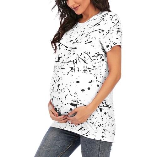 2021 Fashion Maternity Clothes Women Print Summer Short Sleeve O-neck Pregnant Woman Maternity Blouse Zwangerschap Shirts