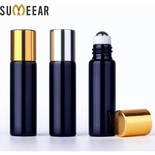 50pieces/lot 5ml Perfume Bottle Essential Oil Bottles UV Glass With Roll On Empty Essential Oil Vial Roller Bottles