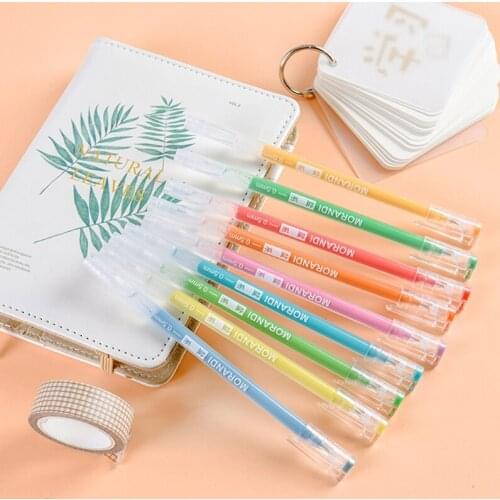 9Pcs Morandi Gray Multi Color Gel Ink Pens Vintage Marker Liner 0.5mm Ballpoint 1XCB