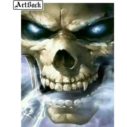 5d diy diamond painting skull flower full square / round drill 3d rhinestone mosaic cross stitch wall sticker decoration