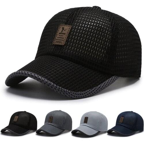 Summer Unisex Men Fishing Baseball Caps Women Breathable Mesh Snapback Hats Black Casual Sport Hats Cap