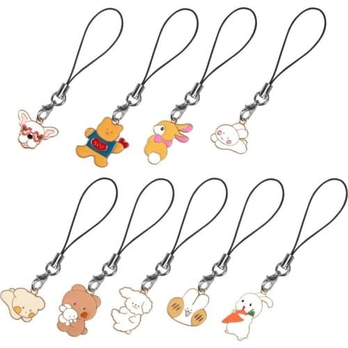 Hot Sales 1 Piece High Quality Anime Bunny Dogs Pets Mobile Phone Strap Keychains Charms Bag Decoration Mobile Phone Accessories