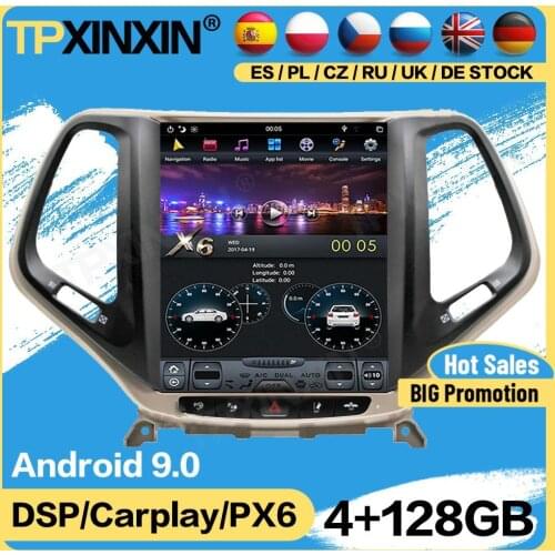 Carplay Tesla 128G Radio Stereo Receiver Android DAB For Jeep Cherokee 2010 2011 2012 2013 2014+ GPS Player Auto Audio Head Unit