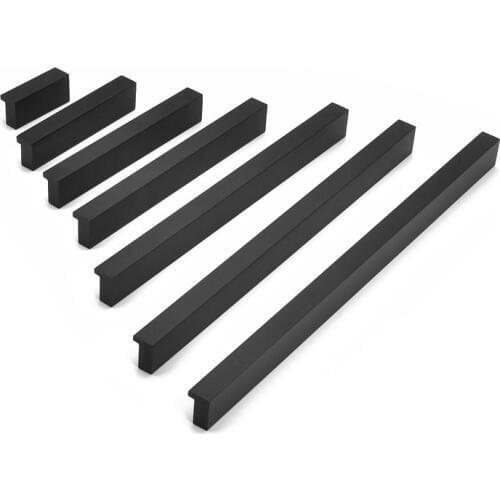 Black Silver Hidden Cabinet Handles Aluminum alloy Kitchen Cupboard Pulls Drawer Knobs Bedroom Door Furniture Handle Hardware