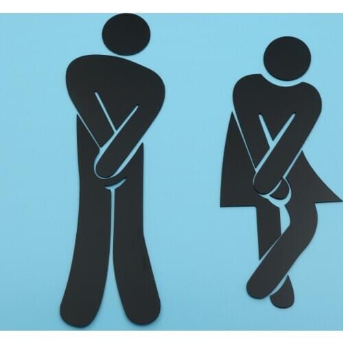 Black Bathroom Mirror Sticker Removable Cute Man Woman Washroom Toilet WC Wall Sticker Family DIY Decor Home Decor