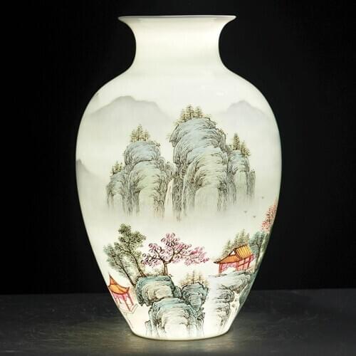 Jingdezhen Ceramic Vase Landscape Masters HandPainted Ceramic Decoration fine bone Chinese Living Room collection porcelain vase