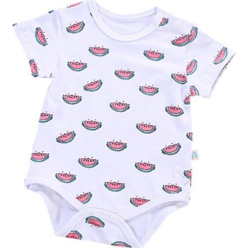 Unisex Baby Short Sleeve Romper Lovely Watermelon Printed Summer Costume Fruit Jumpsuit Infant Cotton One Piece Outfits