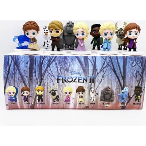 10pcs/Set Disney Frozen 2 Elsa Princess Anna Olaf Action Anime Figures dolls Collection Model gifts toys for girls