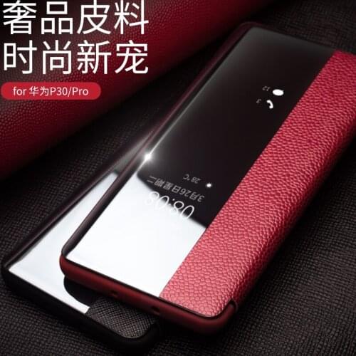 Luxury Genuine Leather Cowhide Flip Case For Huawei P30 Real Natural Cow Skin Auto Sleep Wake Up Cover For Huawei P30 Pro