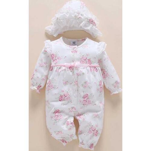 New born baby girl clothes 0-3 months newborn baby girl romper sleepsuit pink infant jumpsuit dress baby girl clothes of 1 year
