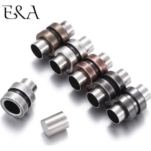 Stainless Steel Magnetic Clasps Column Hole 6mm Leather Cord Clasp Bracelet Magnet Buckle DIY Jewelry Making Supplies